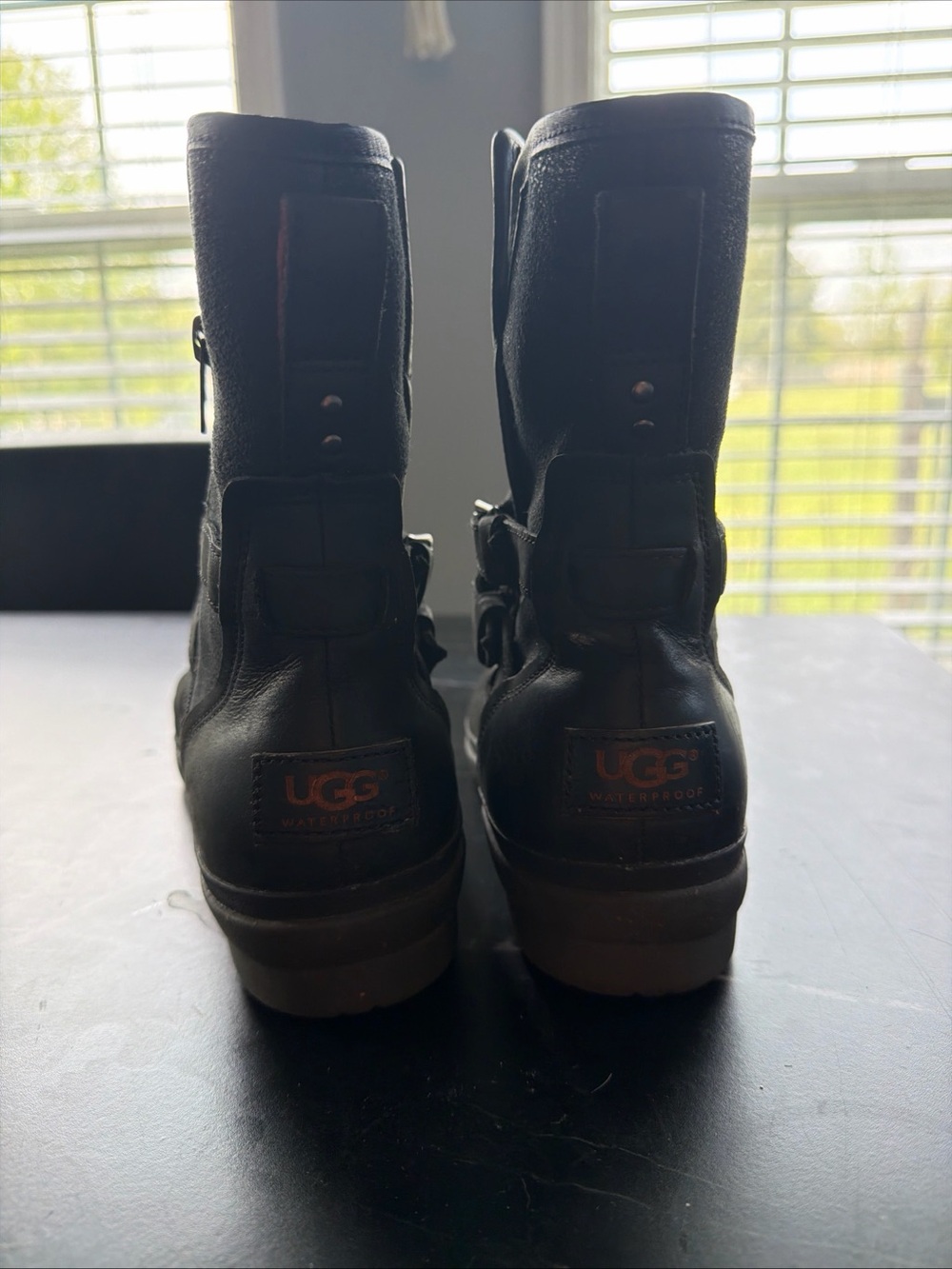 UGG Black Leather Waterproof Mid-Calf Boots